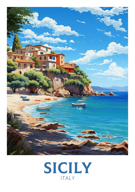 Décoration murale de voyage en Sicile - Affiche Italie