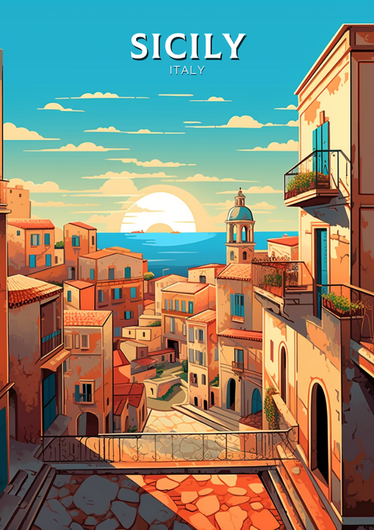 Affiche de voyage en Sicile - Italie