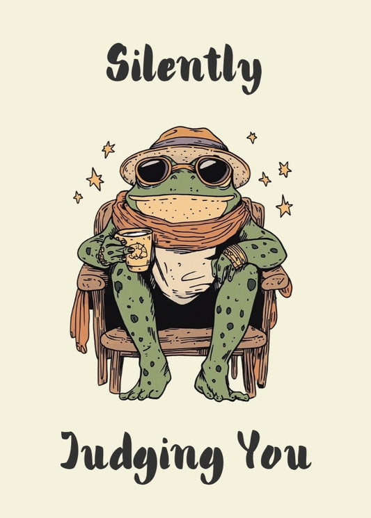 Silently Judging You – Funny Frog Poster, Quirky Animal Art, Whimsical Wall Decor, Cottagecore Aesthetic, Vintage Frog Print, Humor Poster