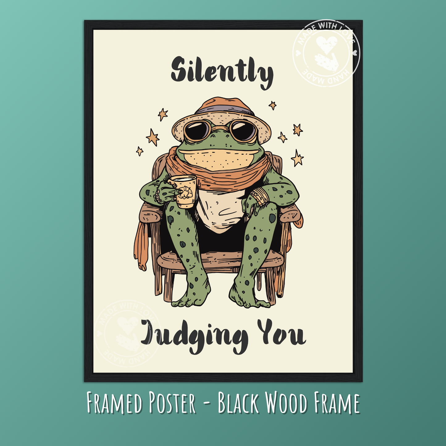 Silently Judging You – Funny Frog Poster, Quirky Animal Art, Whimsical Wall Decor, Cottagecore Aesthetic, Vintage Frog Print, Humor Poster