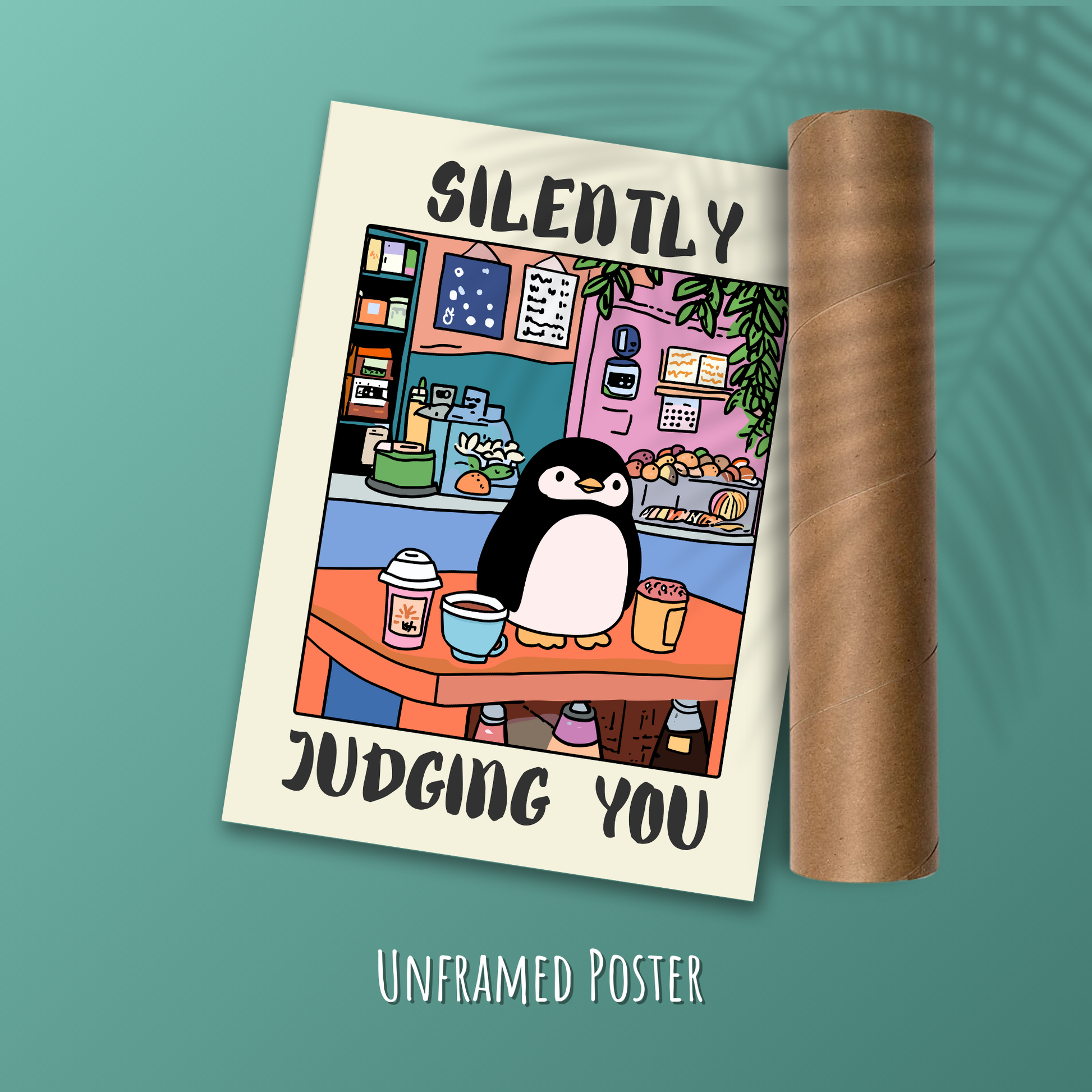 Funny Penguin Poster, Quirky Animal Art, Whimsical Wall Decor, Cottagecore Aesthetic, Humor Poster