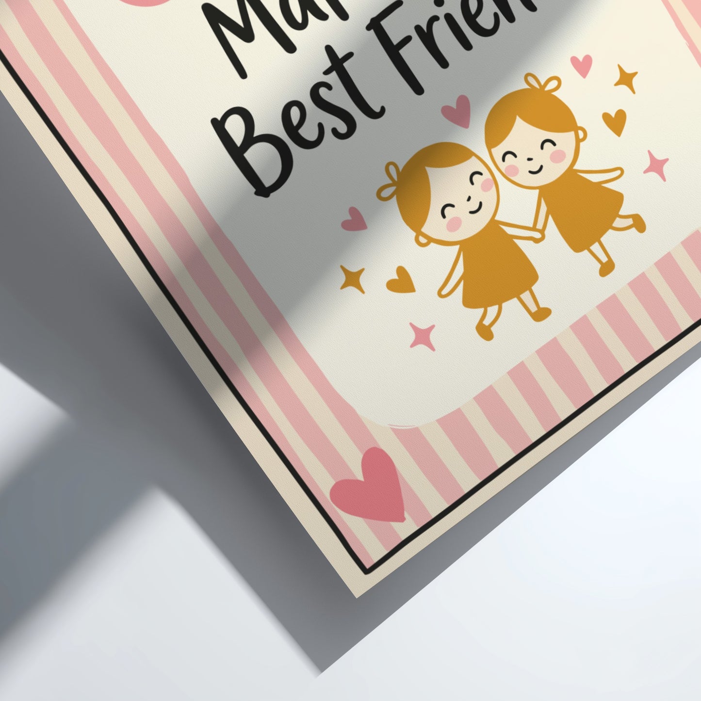 Kids room poster featuring sisters, soft pastel colors, playful illustrations, perfect for nursery or