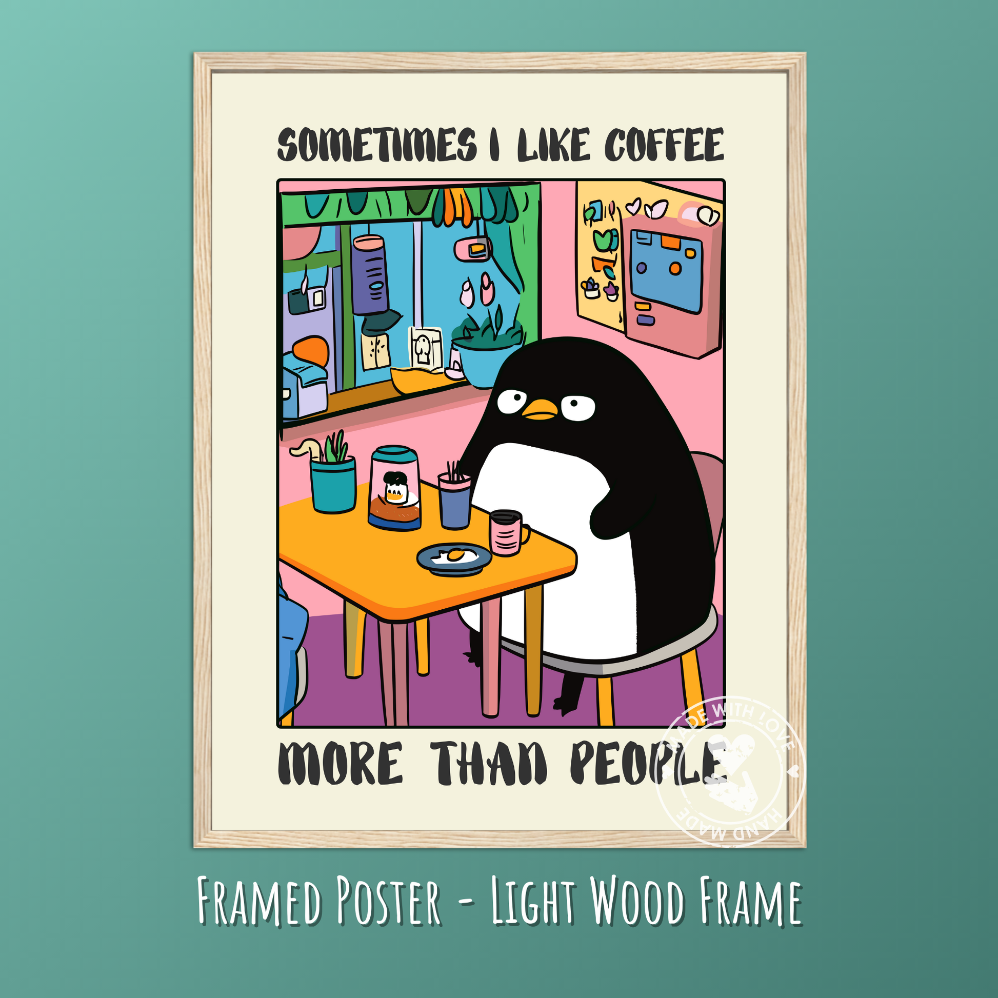 Quirky Animal Art, Whimsical Wall Decor, Cottagecore Aesthetic, Vintage Penguin Print, Humor Poster