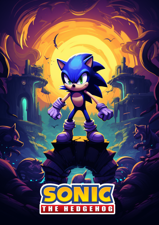 Affiche Sonic the Hedgehog – Art de jeu rétro pour enfants et fans de classiques