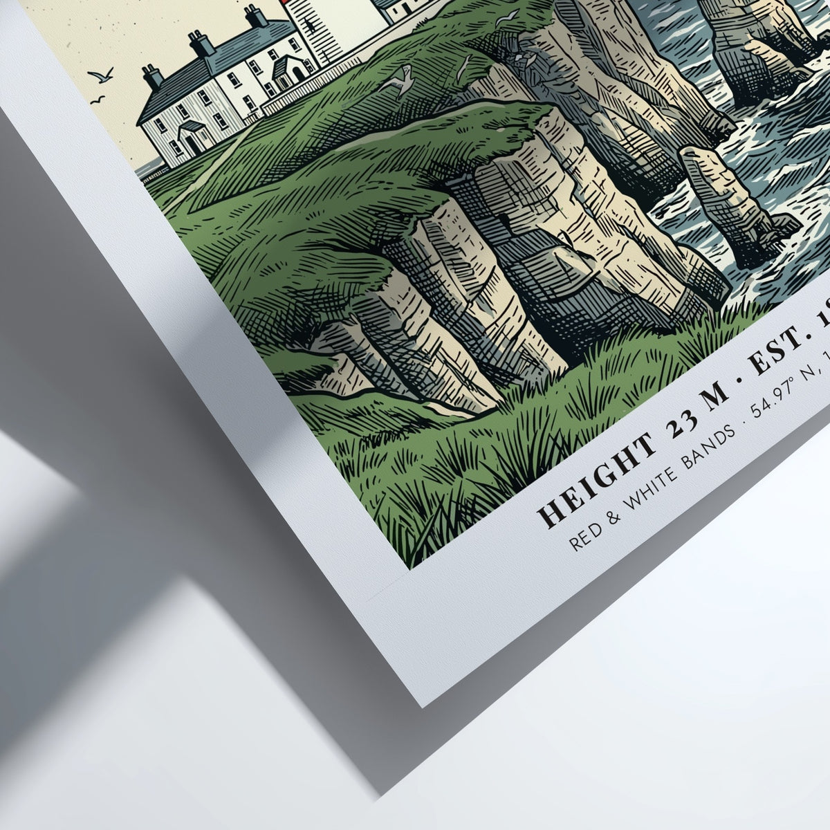 Poster of Souter Lighthouse on a cliff in Tyne and Wear, United Kingdom.