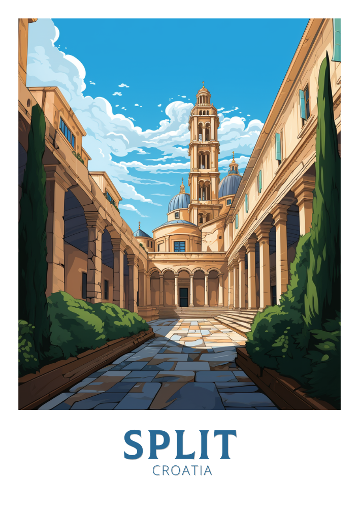 Affiche de voyage de Split - Illustration de Croatie