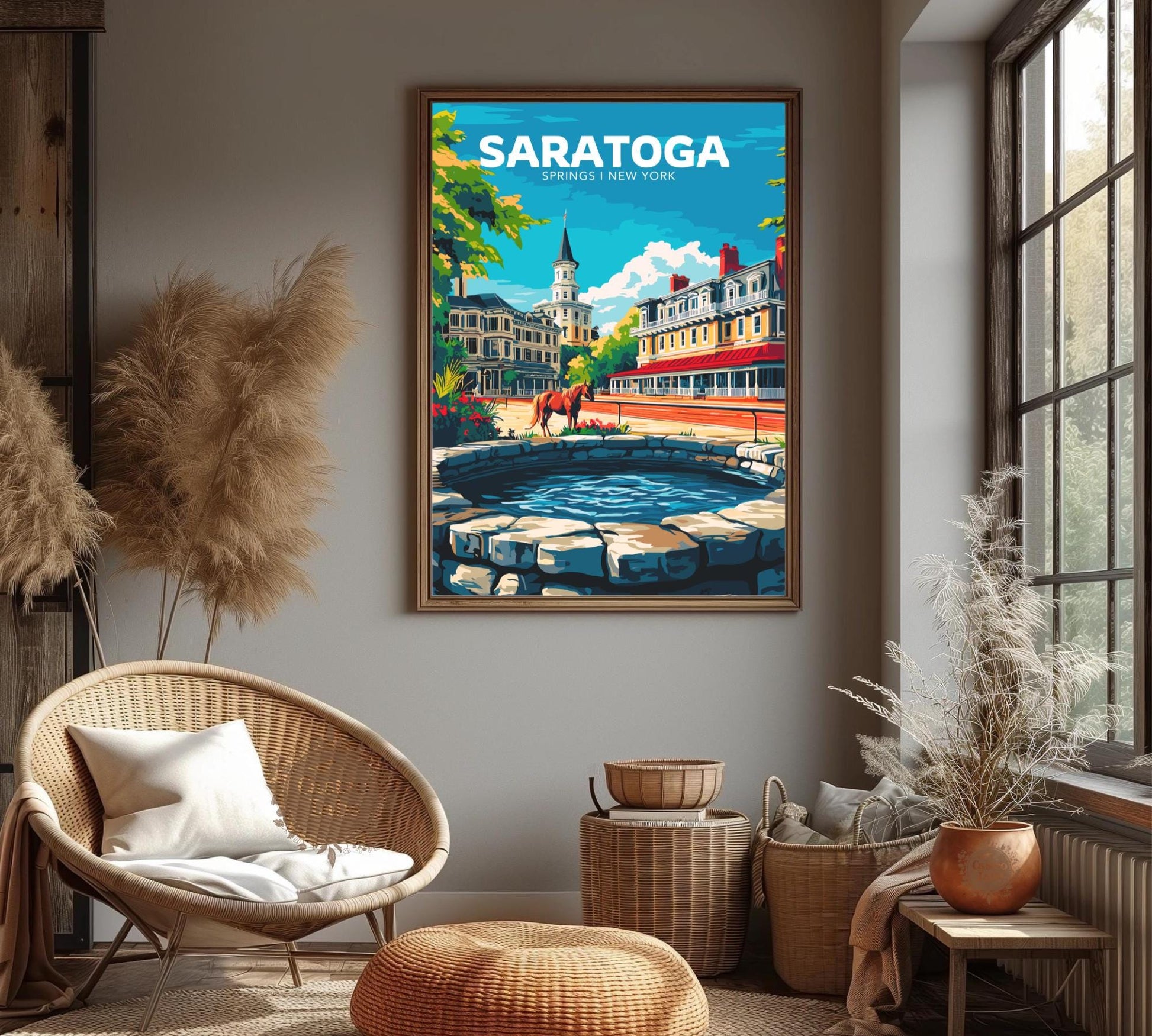 Saratoga Travel Poster, Saratoga Wall Art, Saratoga Photo Print, Saratoga Springs Artwork, Home Décor, Saratoga Art, Saratoga Springs Art