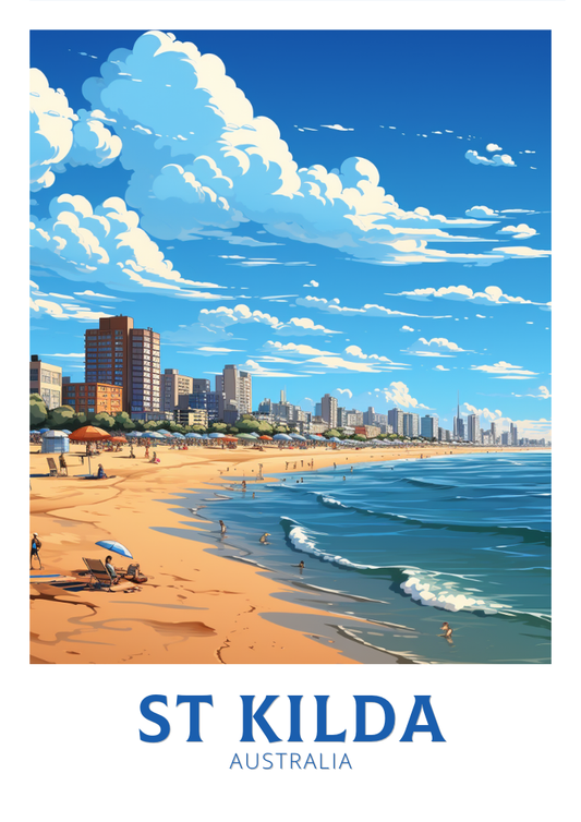 Affiche de voyage de St Kilda - Wallart Australia