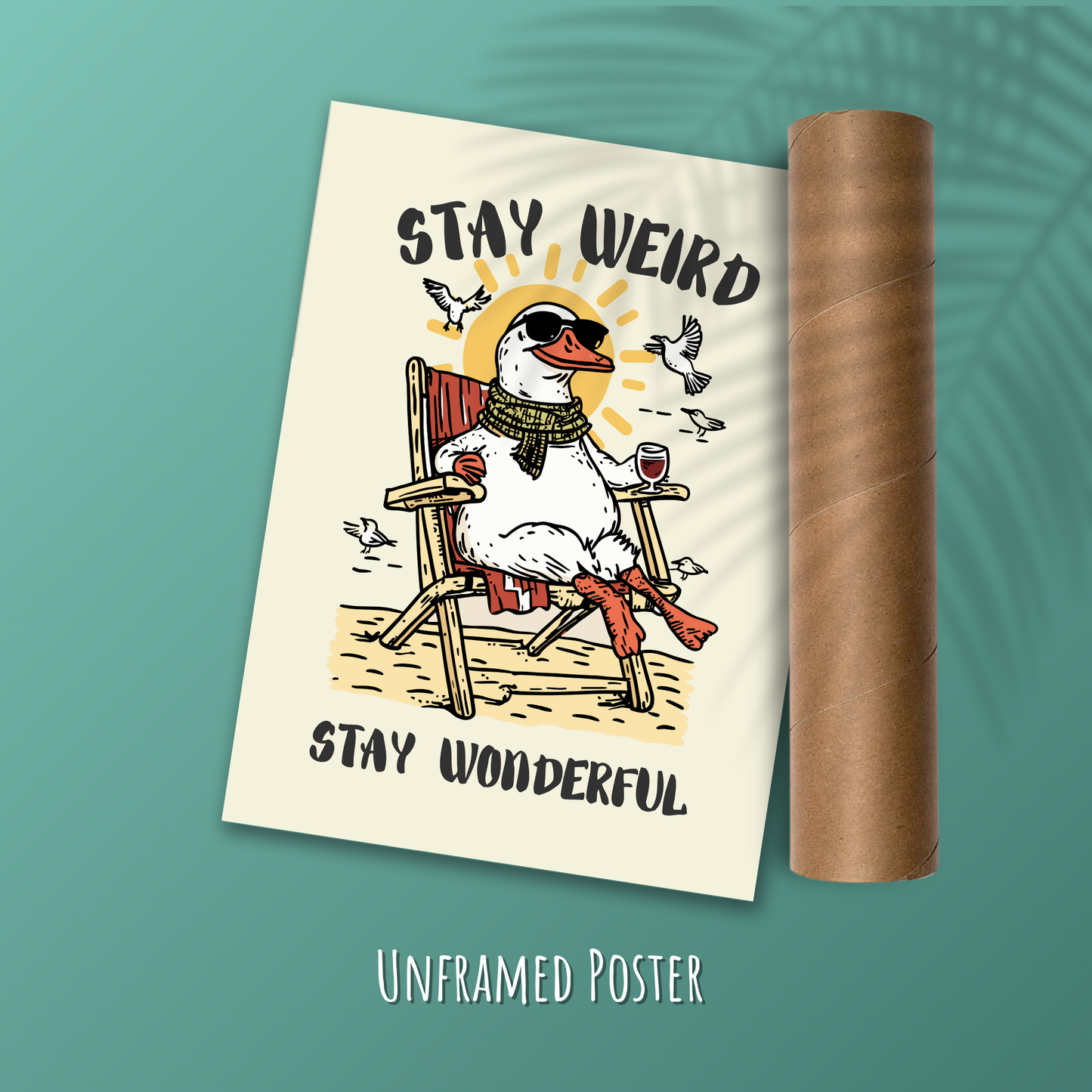 Funny Seagul Poster, Cozy Cottagecore Wall Art, Whimsical Wine Print, Cute Seagul Illustration
