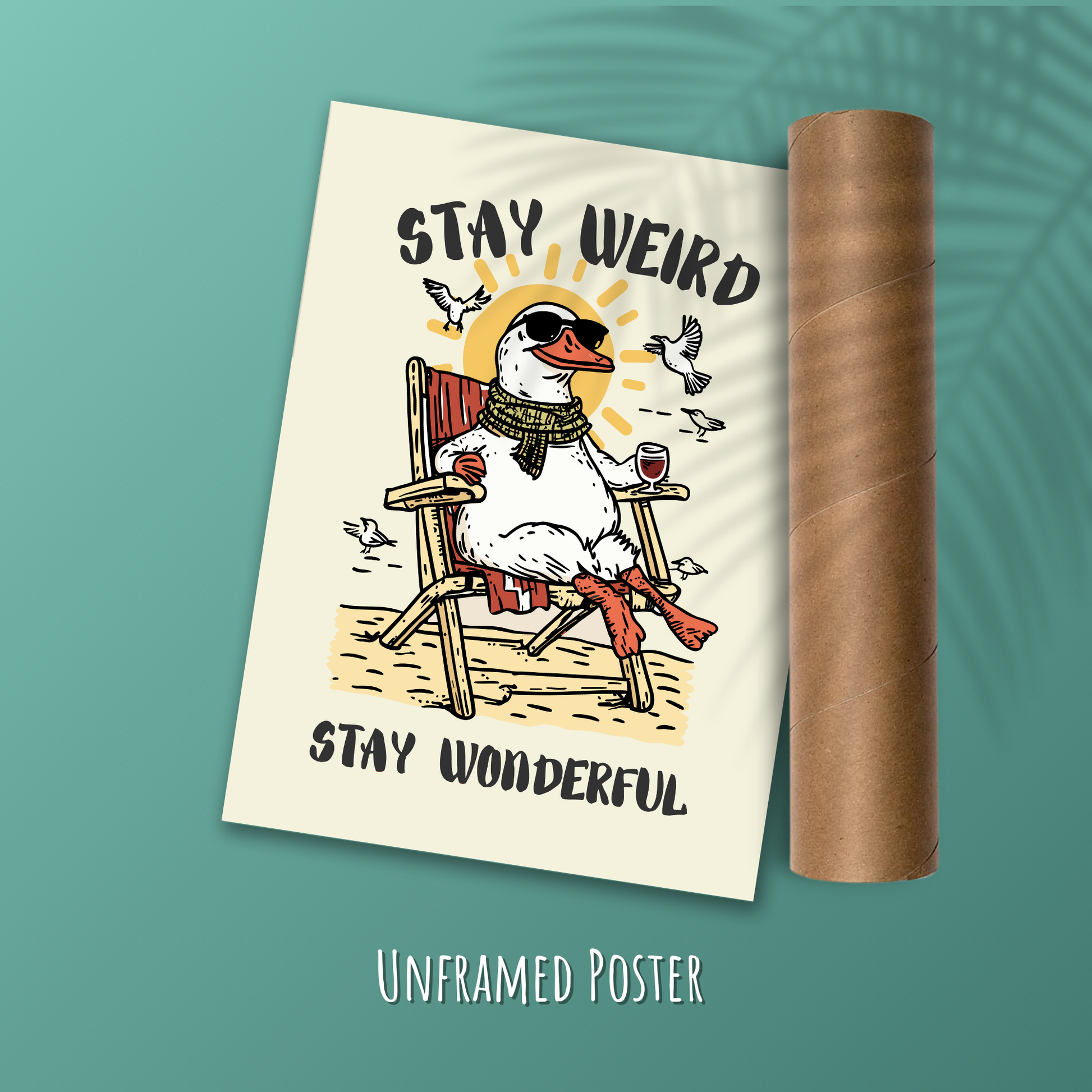 Funny Seagul Poster, Cozy Cottagecore Wall Art, Whimsical Wine Print, Cute Seagul Illustration