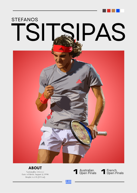 Affiche Stefanos Tsitsipas – Impression d’art mural de la star grecque du tennis