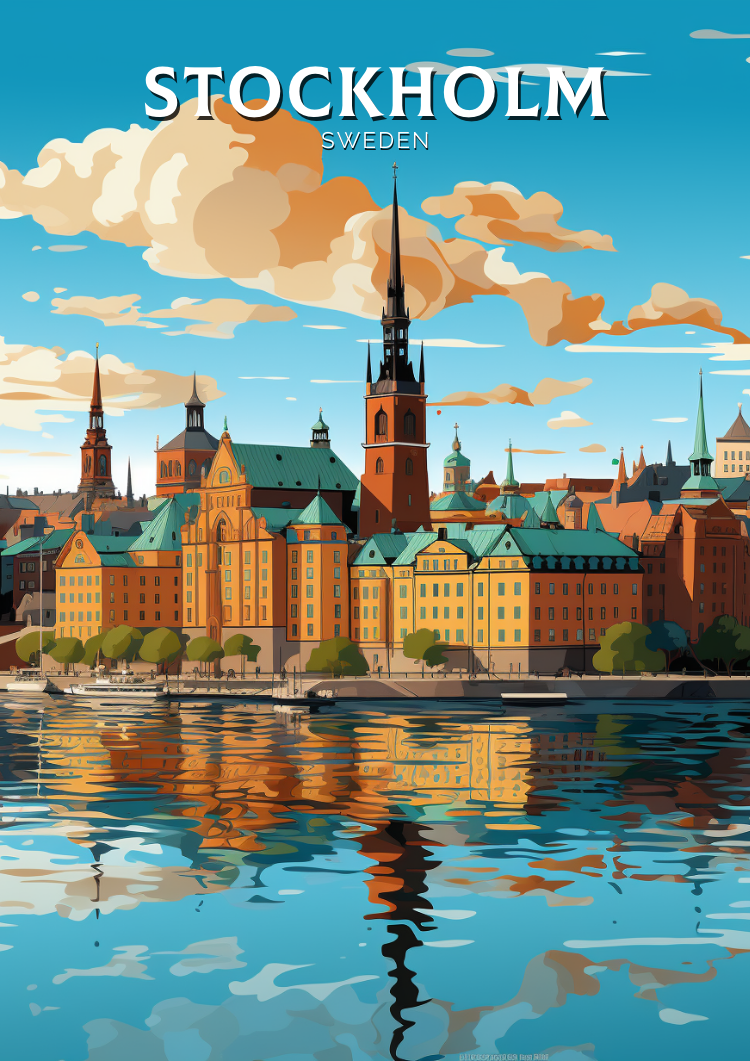 Affiche de voyage de Stockholm - Suède