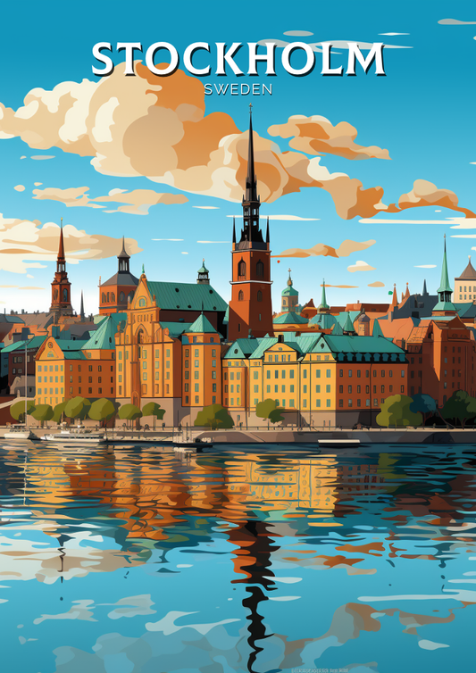 Affiche de voyage de Stockholm - Suède