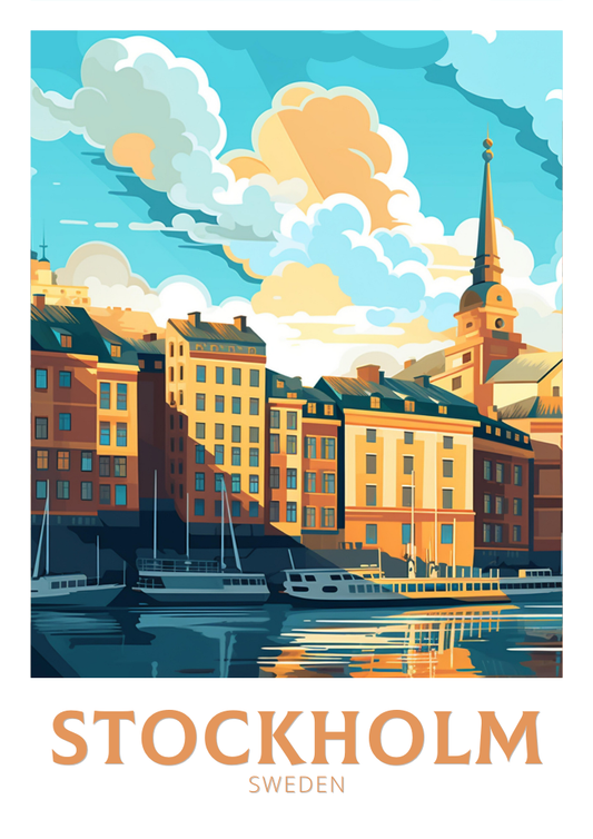 Décoration murale de voyage à Stockholm - Affiche Suède