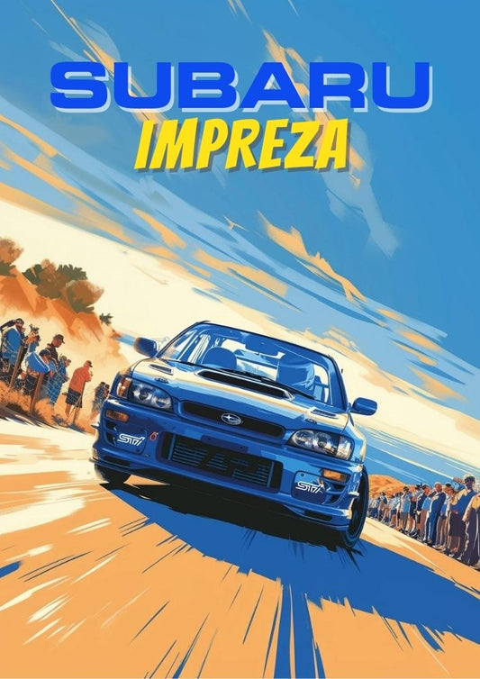 Affiche Subaru Impreza WRX STI – Décoration murale de voiture de rallye JDM