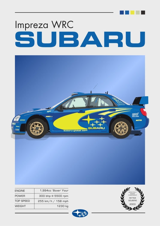 Impression Subaru Impreza WRC – Décoration murale de légende du rallye des années 1990