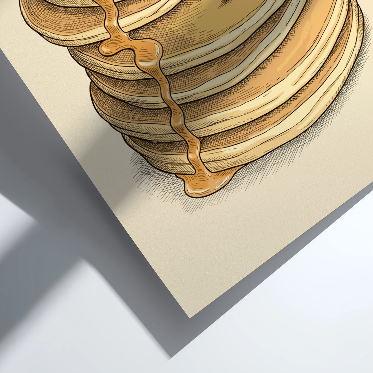 Poster featuring two sumo wrestlers fighting on a stack of syrup covered pancakes