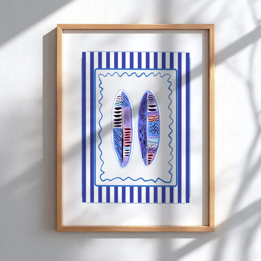 Surfing Boards Poster - Classic Wave Rider Wall Art Print