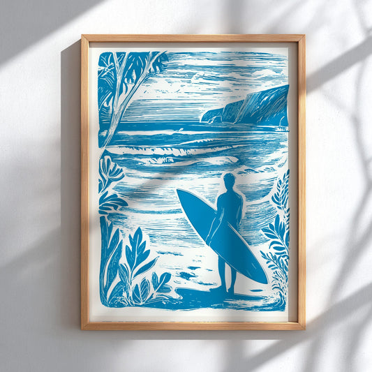 Surfing Paradise Poster - Tropical Wave & Beach Vibes Wall Art Print