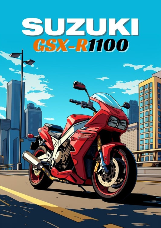 Affiche Suzuki GSX-R 1100 – Décoration murale classique de superbike sportive