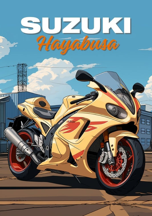 Affiche Suzuki Hayabusa – Décoration murale pour moto Hyperbike