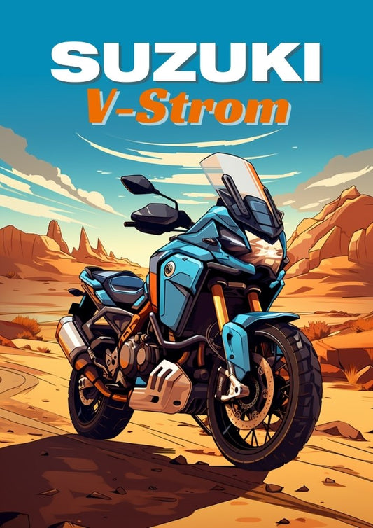 Affiche Suzuki V-Strom – Décoration murale pour moto de tourisme aventure