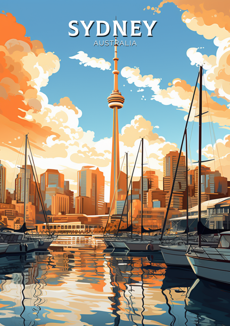 Affiche de voyage de Sydney - Wallart Australia