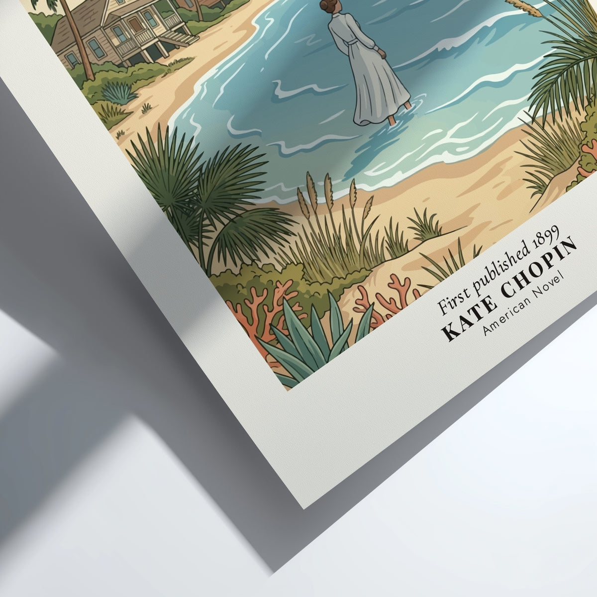 Poster of The Awakening by Kate Chopin featuring a woman walking on beach
