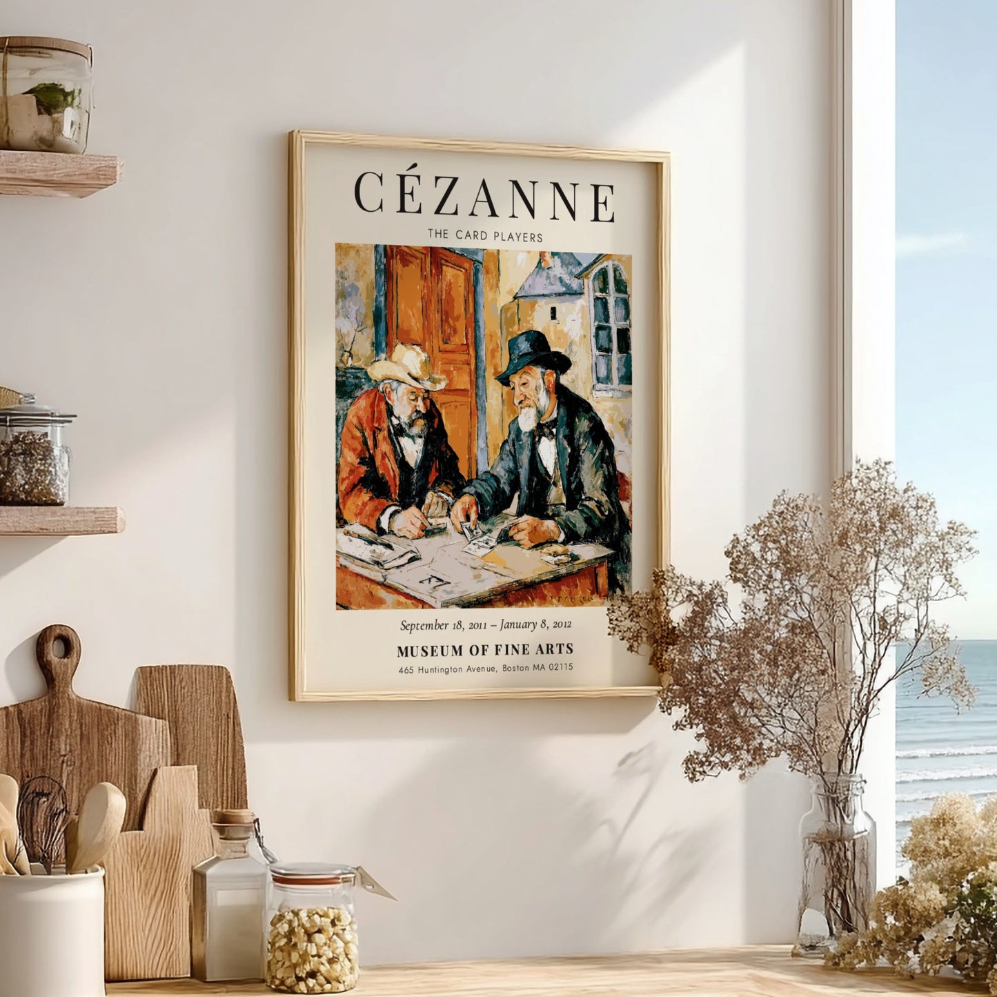 Cézanne Exhibition Poster featuring The Card Players with warm colors and expressive figures
