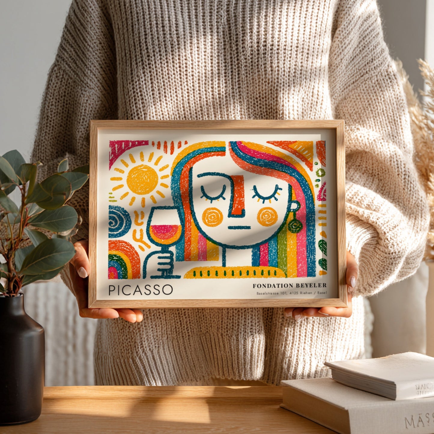 Pablo Picasso poster featuring The Dreamer in colorful design with abstract patterns and a serene figure