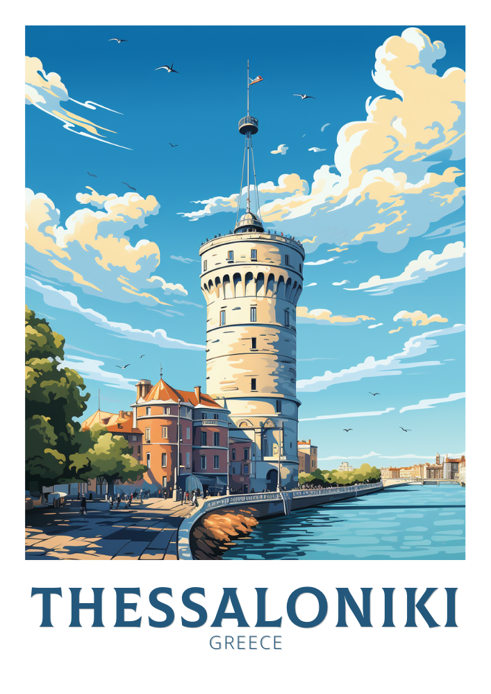Affiche de voyage de Thessalonique - Illustration grecque