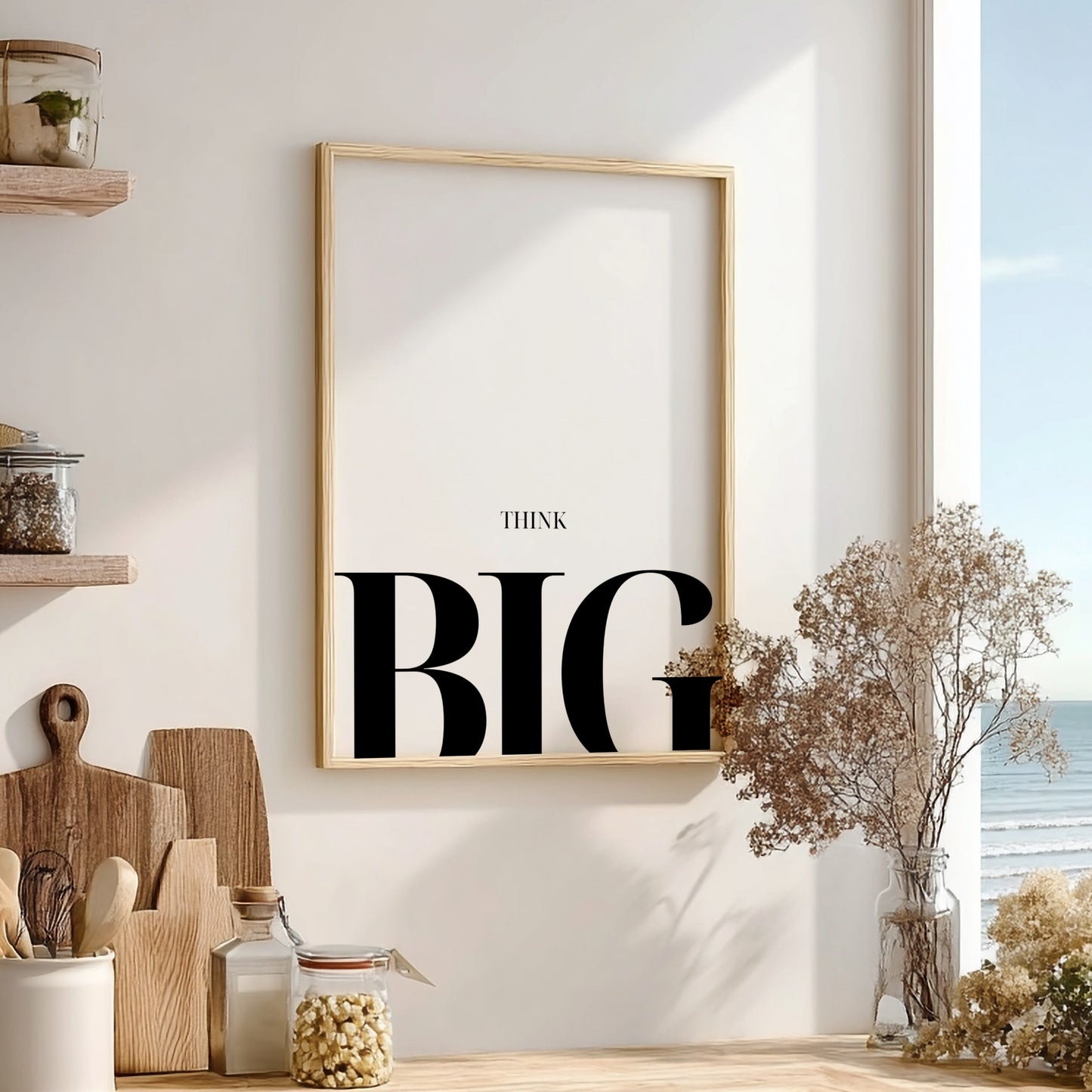 Think Big: White - Modern Minimalist Motivational Wall Art