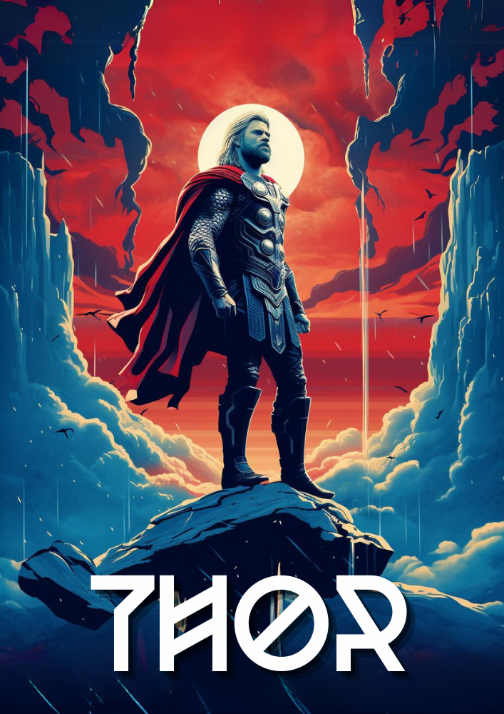 Thor Minimalist Poster – Marvel Superhero Wall Art