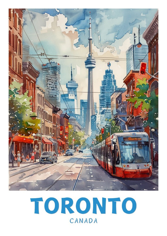 Affiche de voyage du centre-ville de Toronto - Œuvre d'art canadienne