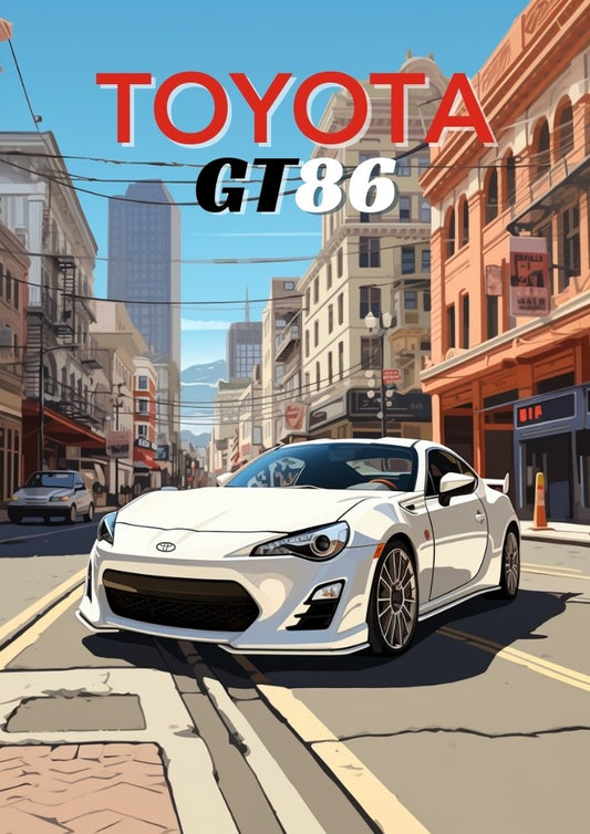 Affiche Toyota GT86 – Décoration murale de voiture de sport japonaise des années 2010