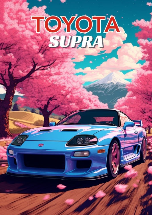 Impression Toyota Supra – Décoration murale de voiture de sport JDM des années 1990