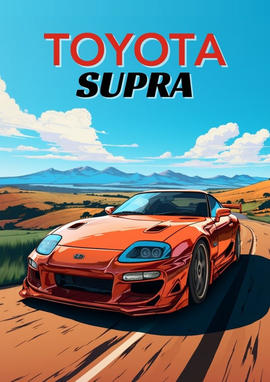 Affiche Toyota Supra MK4 – Décoration murale JDM Turbo Sports Car des années 1990