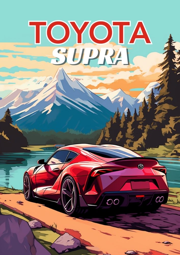 Impression Toyota Supra – Décoration murale représentant une voiture de sport japonaise des années 2020