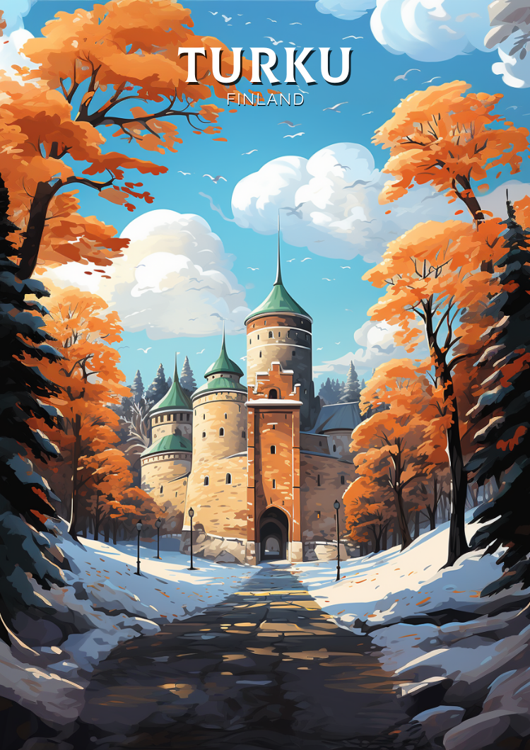 Affiche de voyage de Turku - Illustration finlandaise
