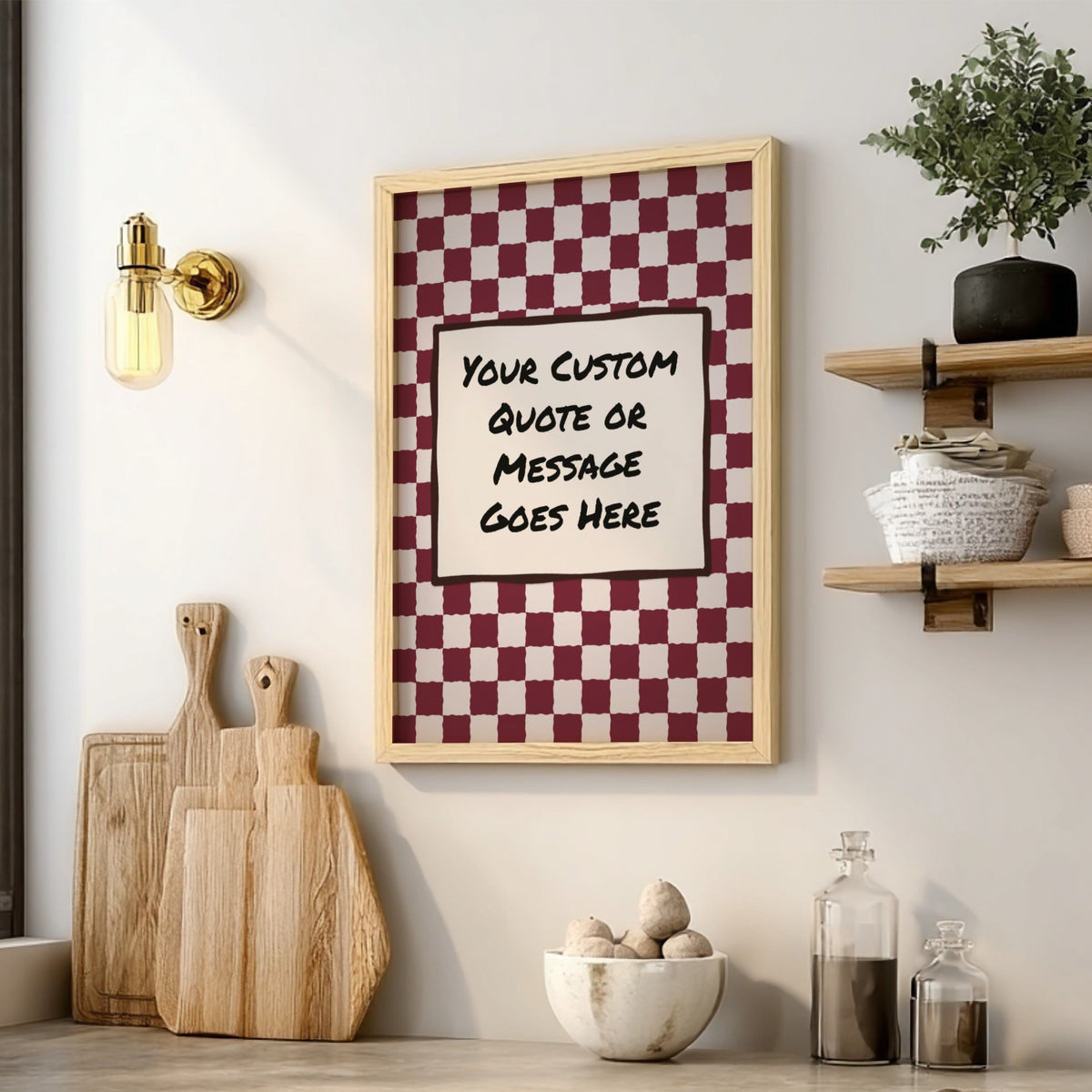 Personalised Checkered Retro Quote Poster