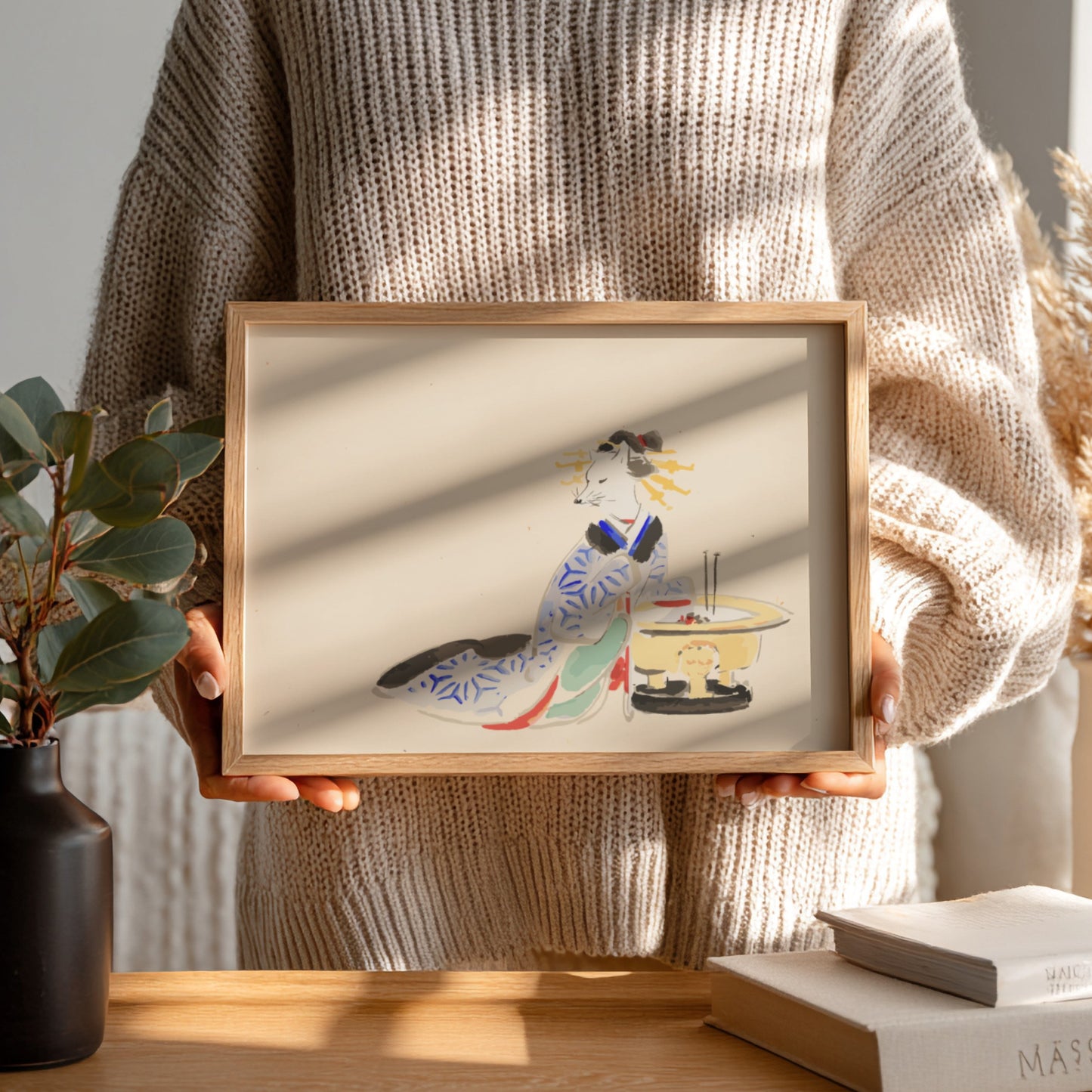 Utagawa Hiroshige art poster featuring traditional Japanese culture with soft colors and intricate details