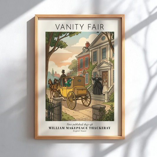 Poster of a Victorian carriage scene from Vanity Fair by William Makepeace Thackeray illustration
