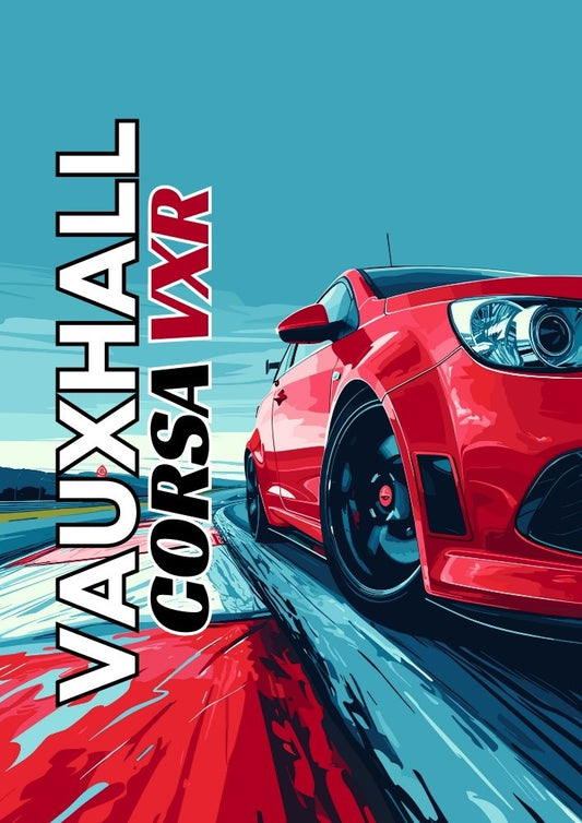 Affiche vintage Vauxhall Corsa VXR – Impression d'art mural classique britannique à hayon