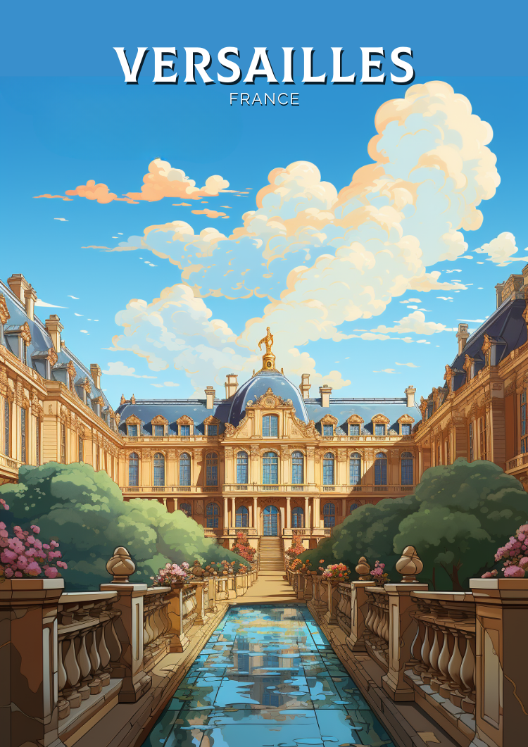 Affiche de voyage de Versailles - Illustration française