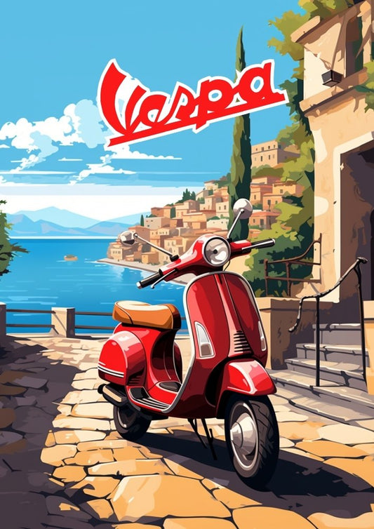 Affiche de scooter Vespa – Décoration murale rétro italienne