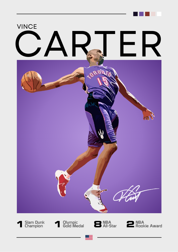 Vince Carter Poster – Toronto Raptors NBA Legend Wall Art