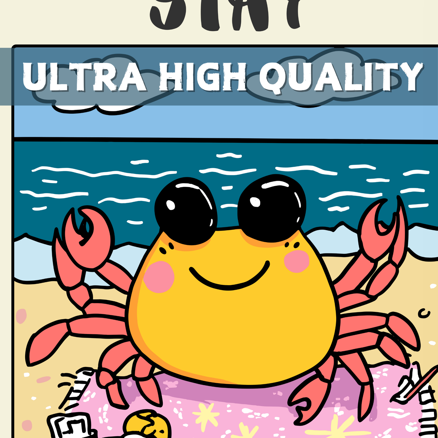 Stay Salty Retro Crab Poster – Nautical Typography Print, Ocean Aesthetic, Beach House Artwork