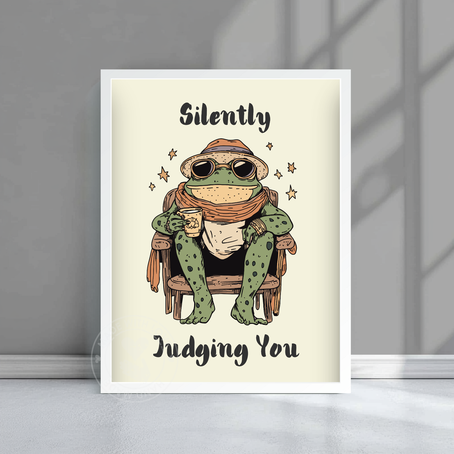 Silently Judging You – Funny Frog Poster, Quirky Animal Art, Whimsical Wall Decor, Cottagecore Aesthetic