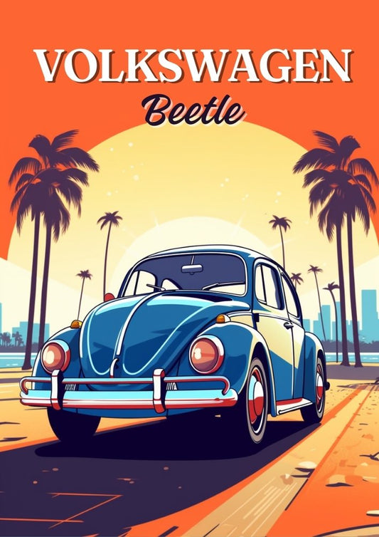 Affiche Volkswagen Coccinelle – Décoration murale classique allemande des années 1950
