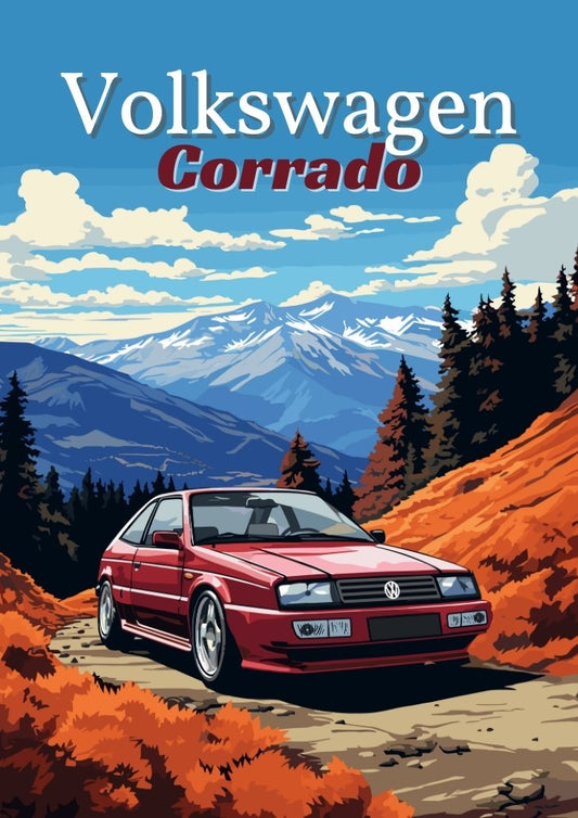 Impression Volkswagen Corrado – Décoration murale représentant une voiture de sport allemande classique des années 1990